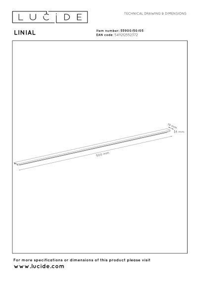 Lucide Premium LINIAL Cover- 1-Circuit lighting system - Smart - 48V Track - 50cm - Champagne